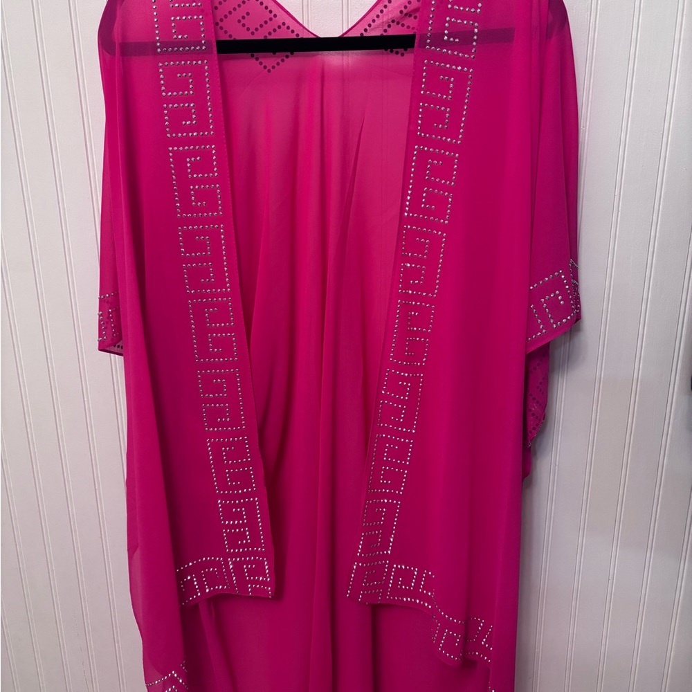 Pink Sheer Kimono with Silver Accents